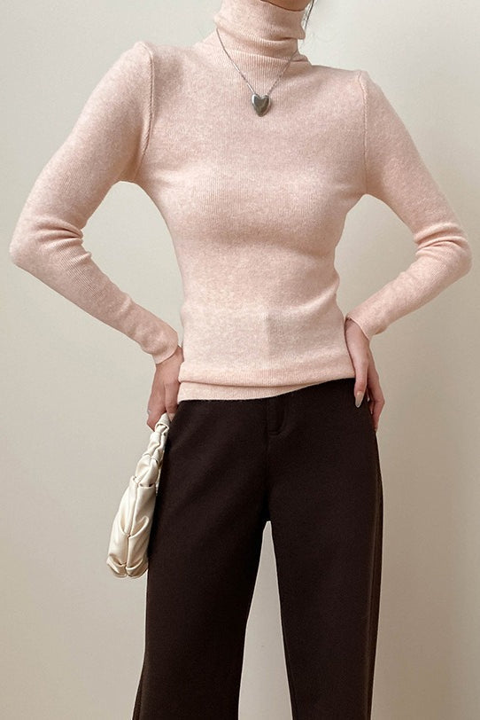 Stacked Neck Slim Fit Essential Knit Top