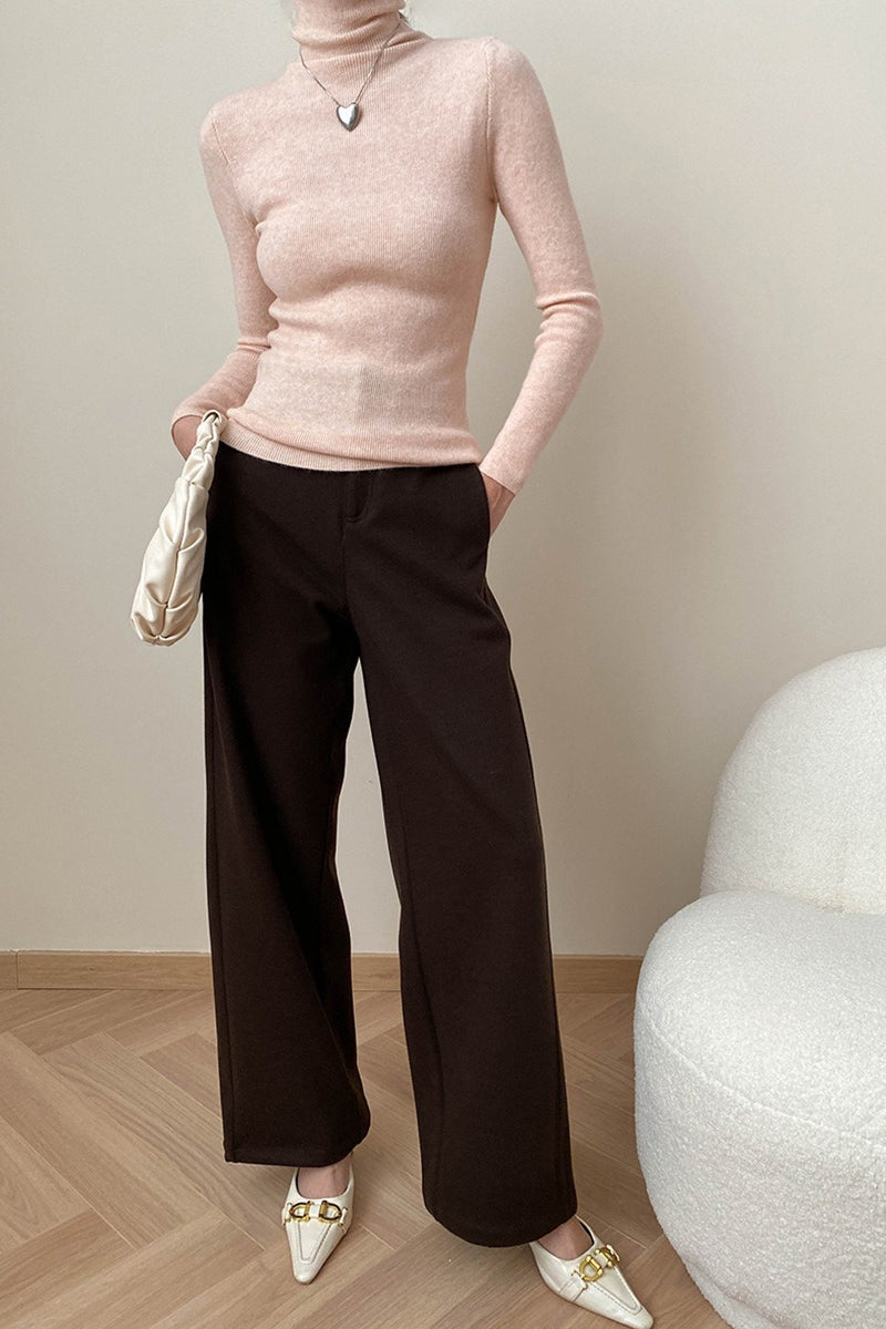 Stacked Neck Slim Fit Essential Knit Top