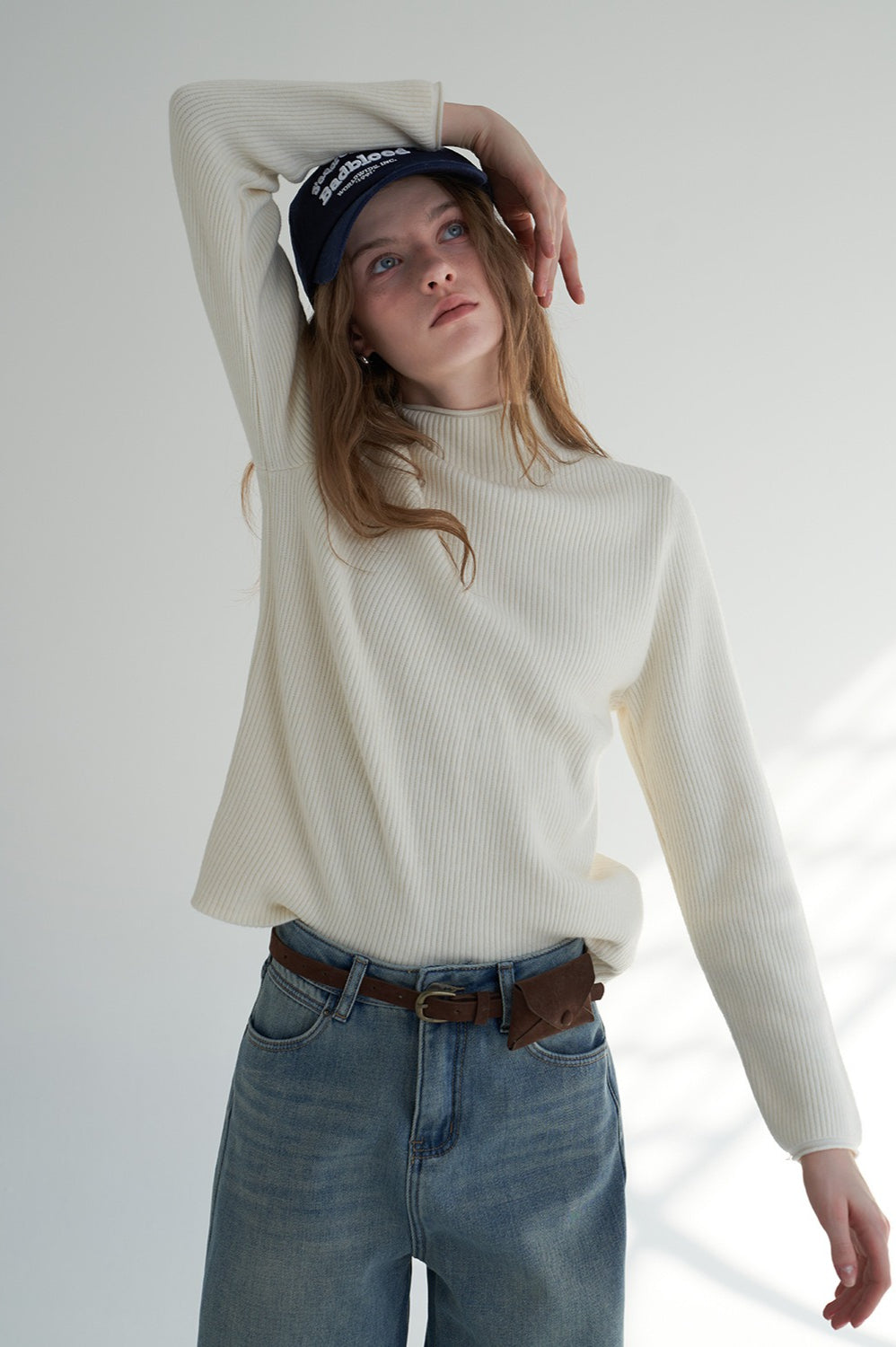 Thermal Mock Neck Solid Knit Top