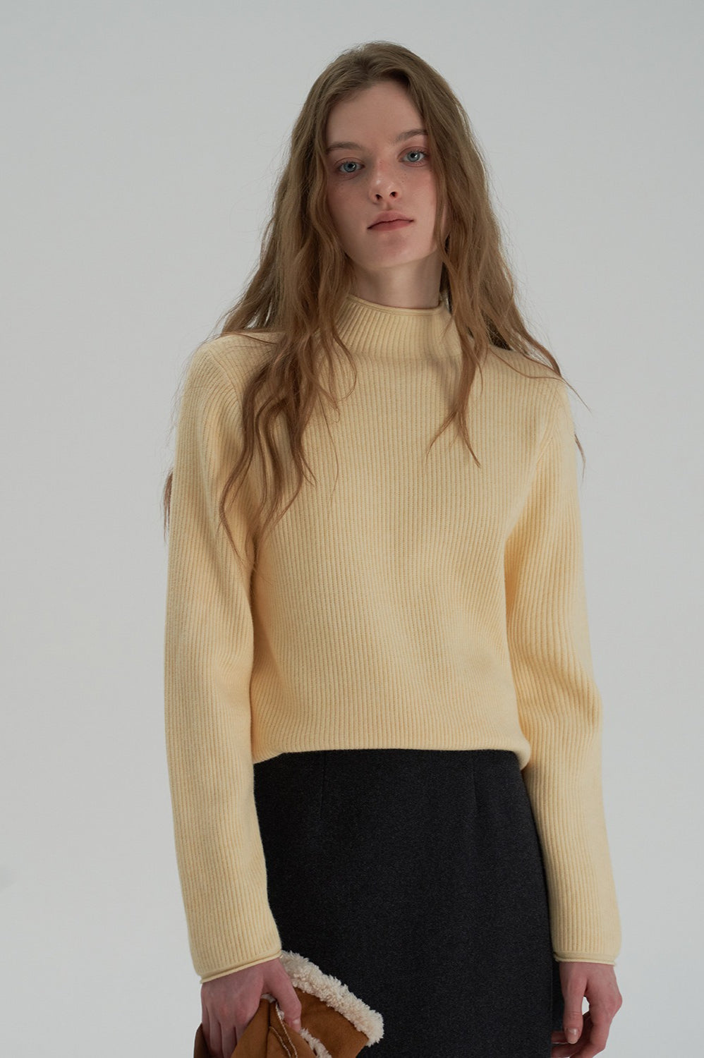 Thermal Mock Neck Solid Knit Top