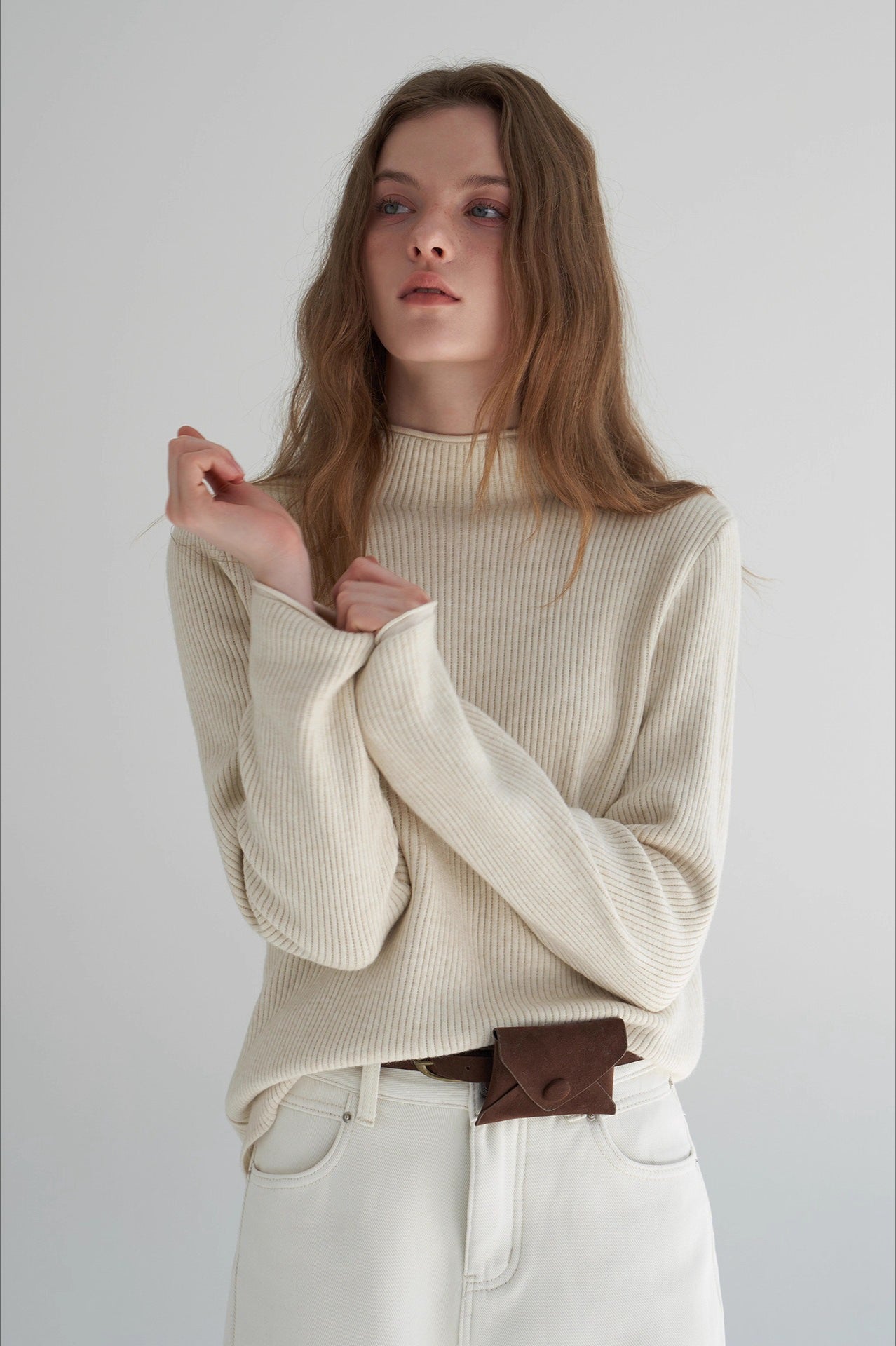 Thermal Mock Neck Solid Knit Top