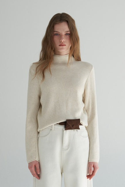 Thermal Mock Neck Solid Knit Top