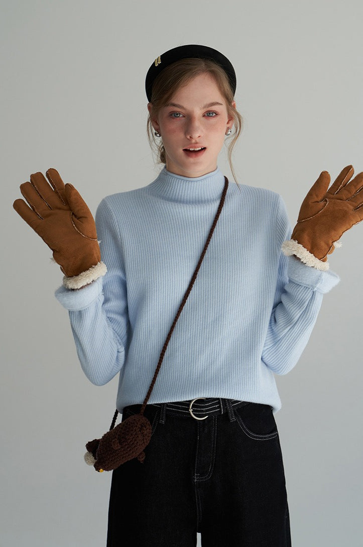 Thermal Mock Neck Solid Knit Top